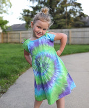 Load image into Gallery viewer, Tie Dye Girl's Shoulder Slit Dress