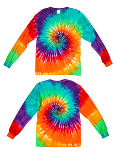 Gravity Threads Tie-Dye Long Sleeve Shirt - 100% Cotton Rainbow Design For Men
